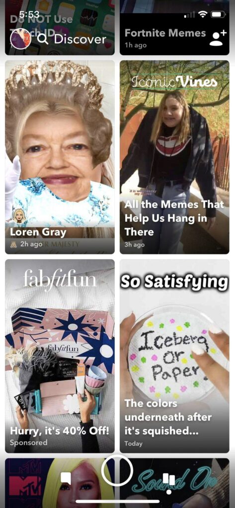 Snapchat discover page ads