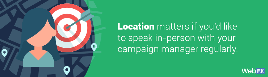 When location matters to finding social media agency