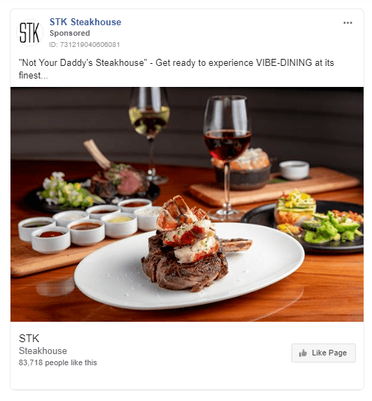 Facebook上的餐馆广告