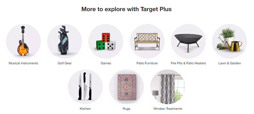 target plus item categories