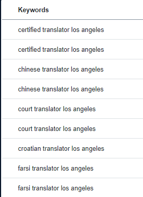 翻译的关键字列表