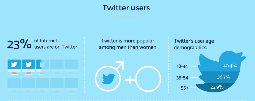23%的互联网用户使用推特。