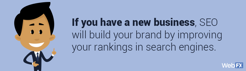 如果你有一个新的业务，SEO将通过提高你在搜索引擎中的排名来建立你的品牌