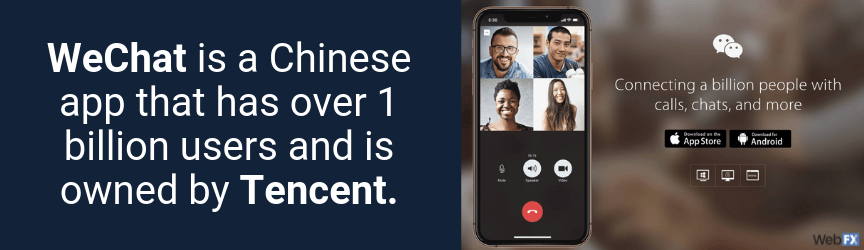 微信是腾讯旗下的一款拥有超过10亿用户的中国应用程序。