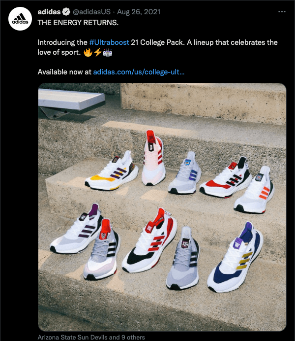 阿迪达斯在推特上发布了新款运动鞋
