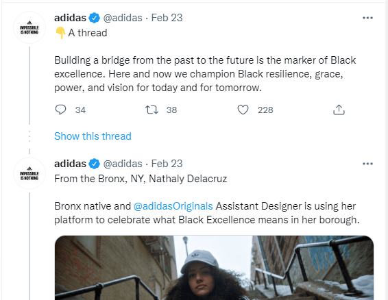 阿迪达斯在推特上庆祝黑人历史月