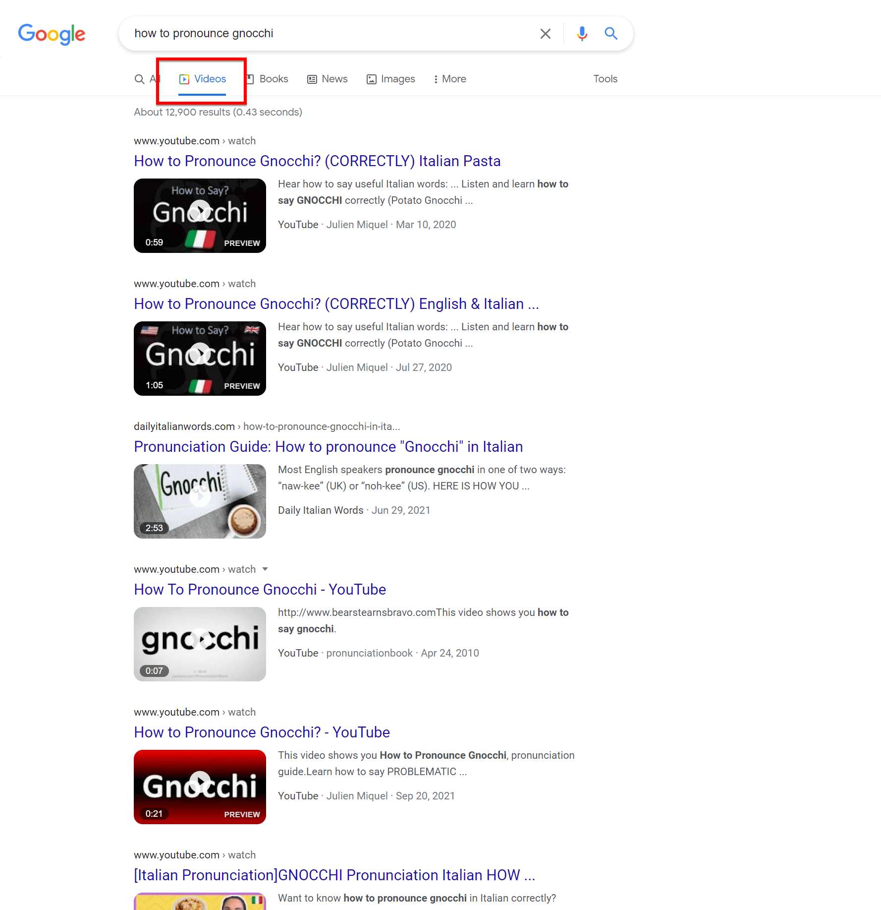 谷歌视频搜索结果
