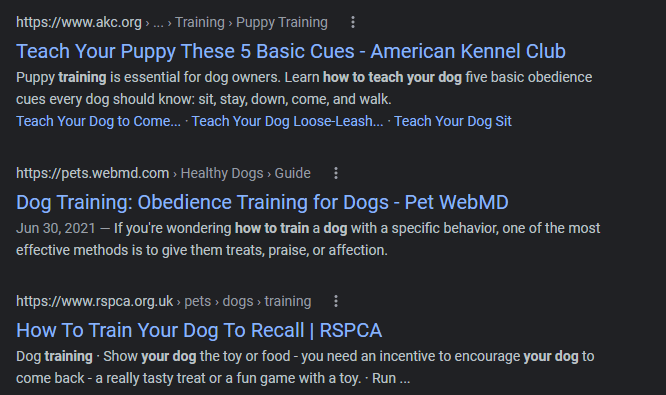 狗训练列表的有机排名