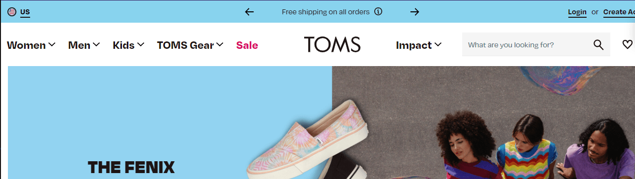 汤姆的鞋子的网站设计