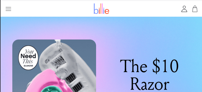 比利的网站设计以蓝色和粉色配色方案为特色