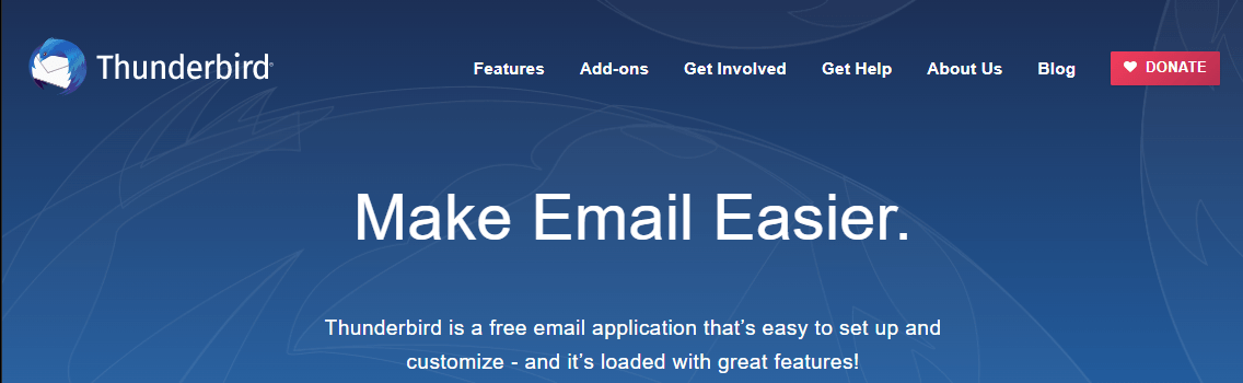Mozilla雷鸟电子邮件服务的主页