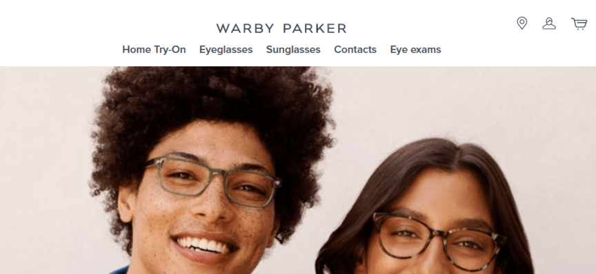 Warby Parker的网站上有两个模特戴眼镜