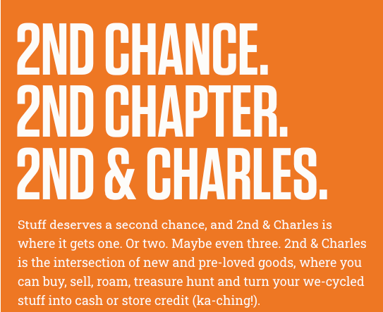 第二和查尔斯网站与橙色背景和副本关于他们的商业模式