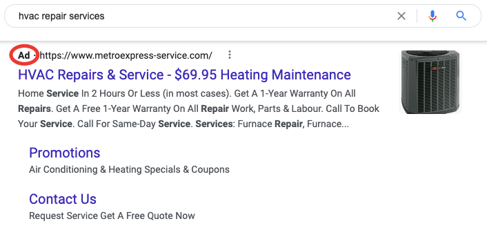 “暖通空调维修服务”的付费搜索结果