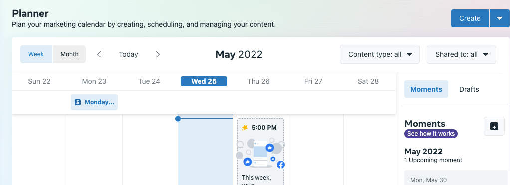 Meta Business Suite中的日历计划器