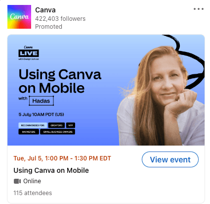 Canva的网络研讨会广告