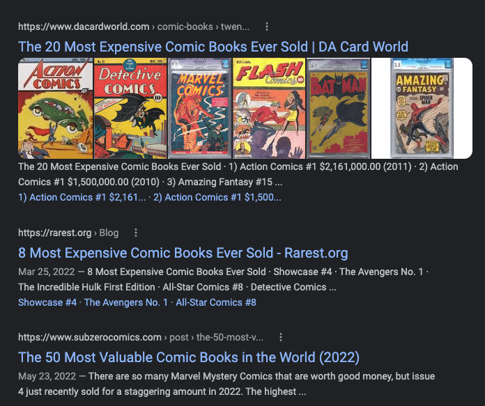 最昂贵的漫画书的搜索结果