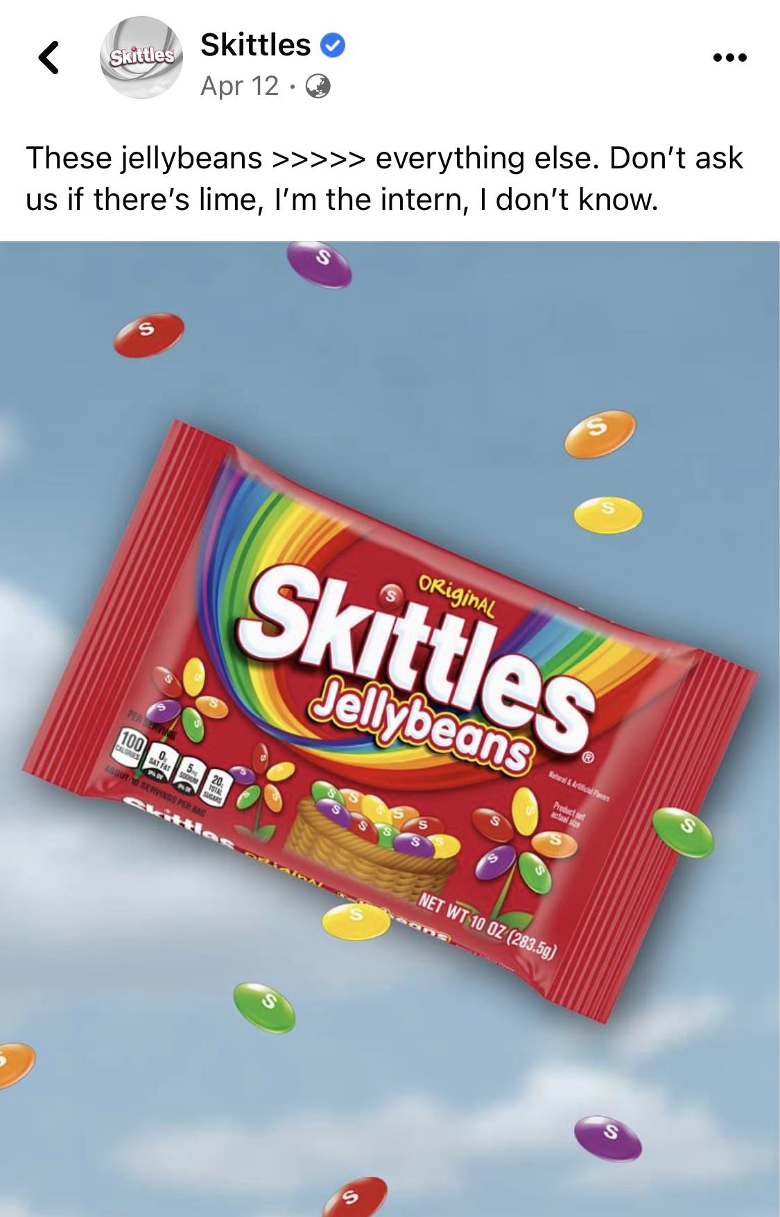 humorous marketing message by skittles