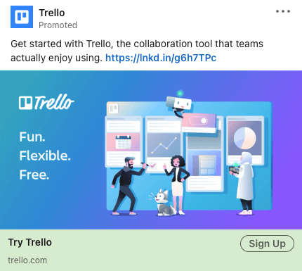 Trello广告在LinkedIn上推广他们的产品