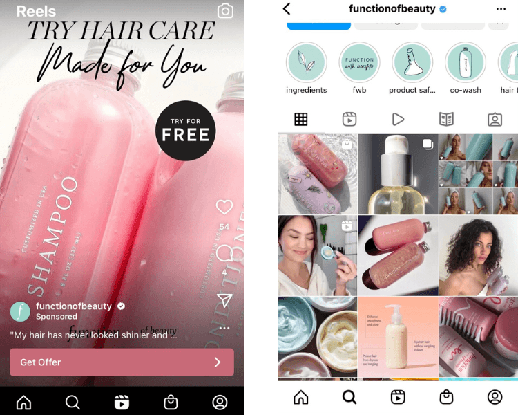 美容Instagram广告和简介功能