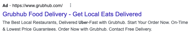 搜索Grubhub的广告