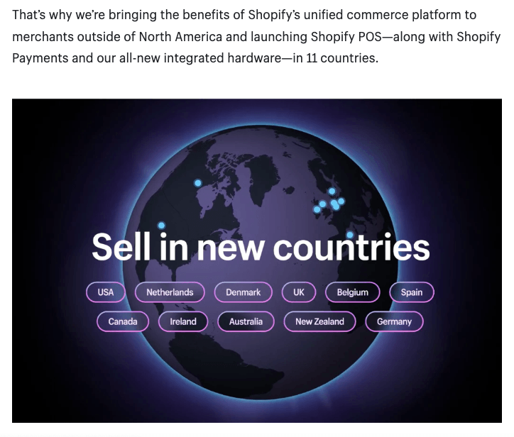 图形显示新的国家可供Shopify