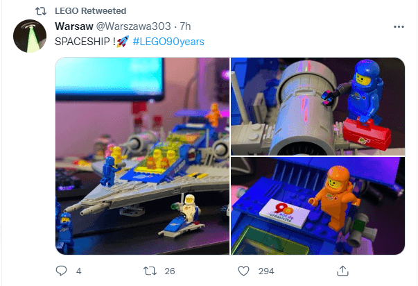 一名粉丝在推特上发布了太空乐高玩具