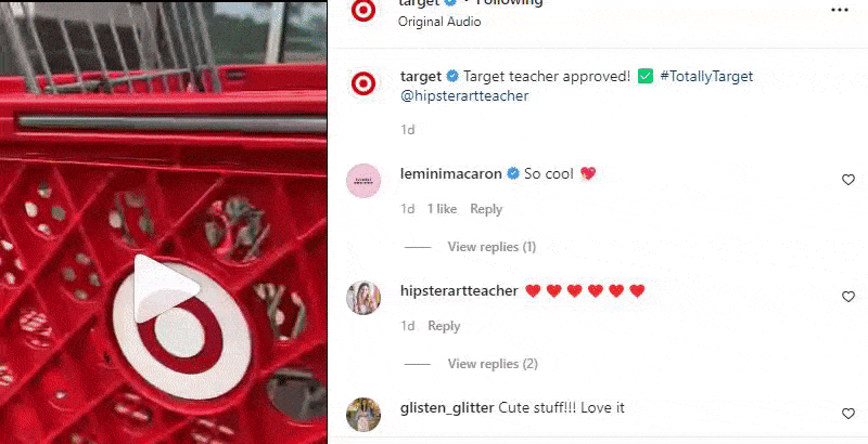 来自塔吉特(Target) Instagram页面的策划内容，内容是一位老师购物