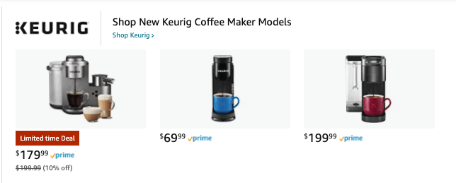 Keurig赞助的品牌广告以他们的咖啡机为特色