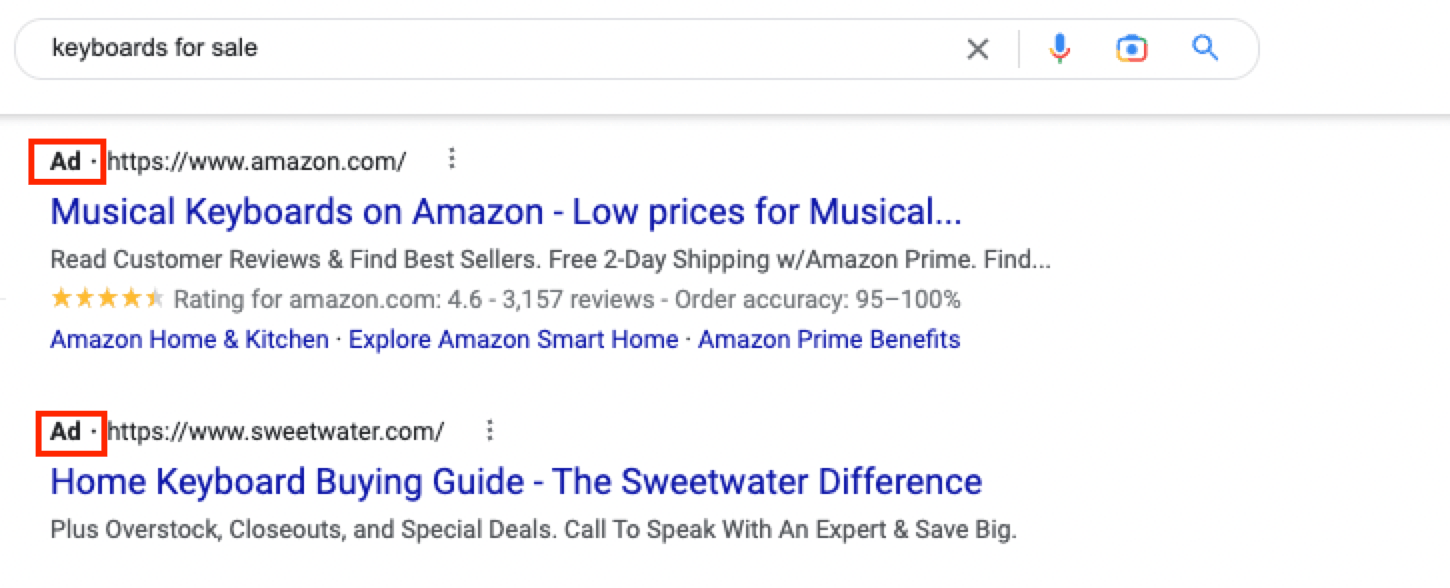 Screenshot of Google results for 