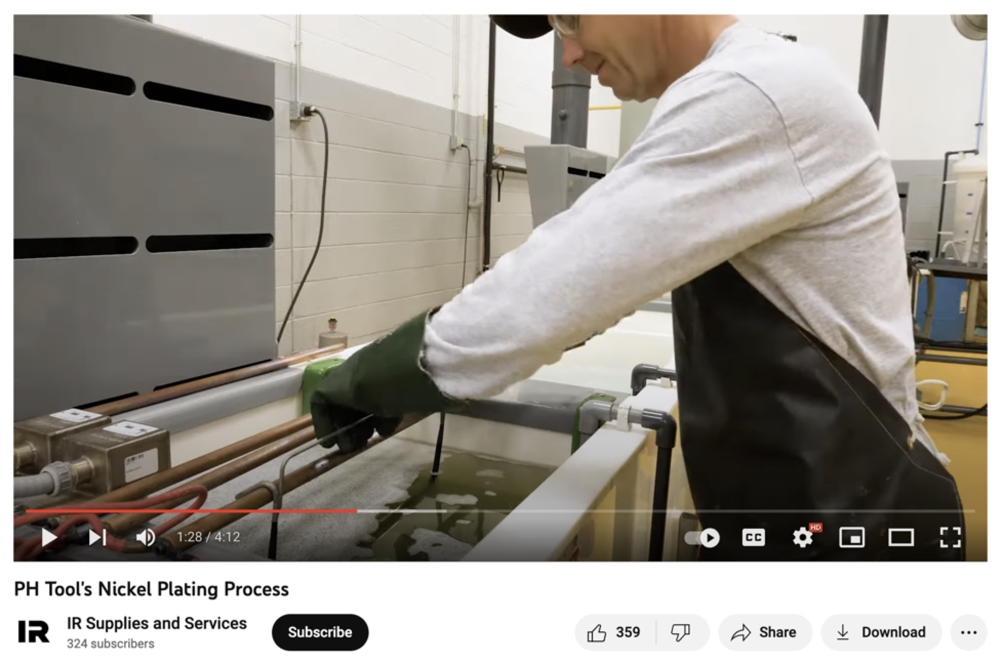 “PH工具镀镍过程”YouTube视频截图
