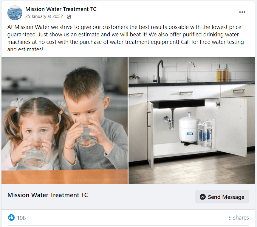 水处理facebook帖子的例子