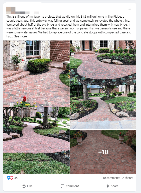 hardscaping facebook post example