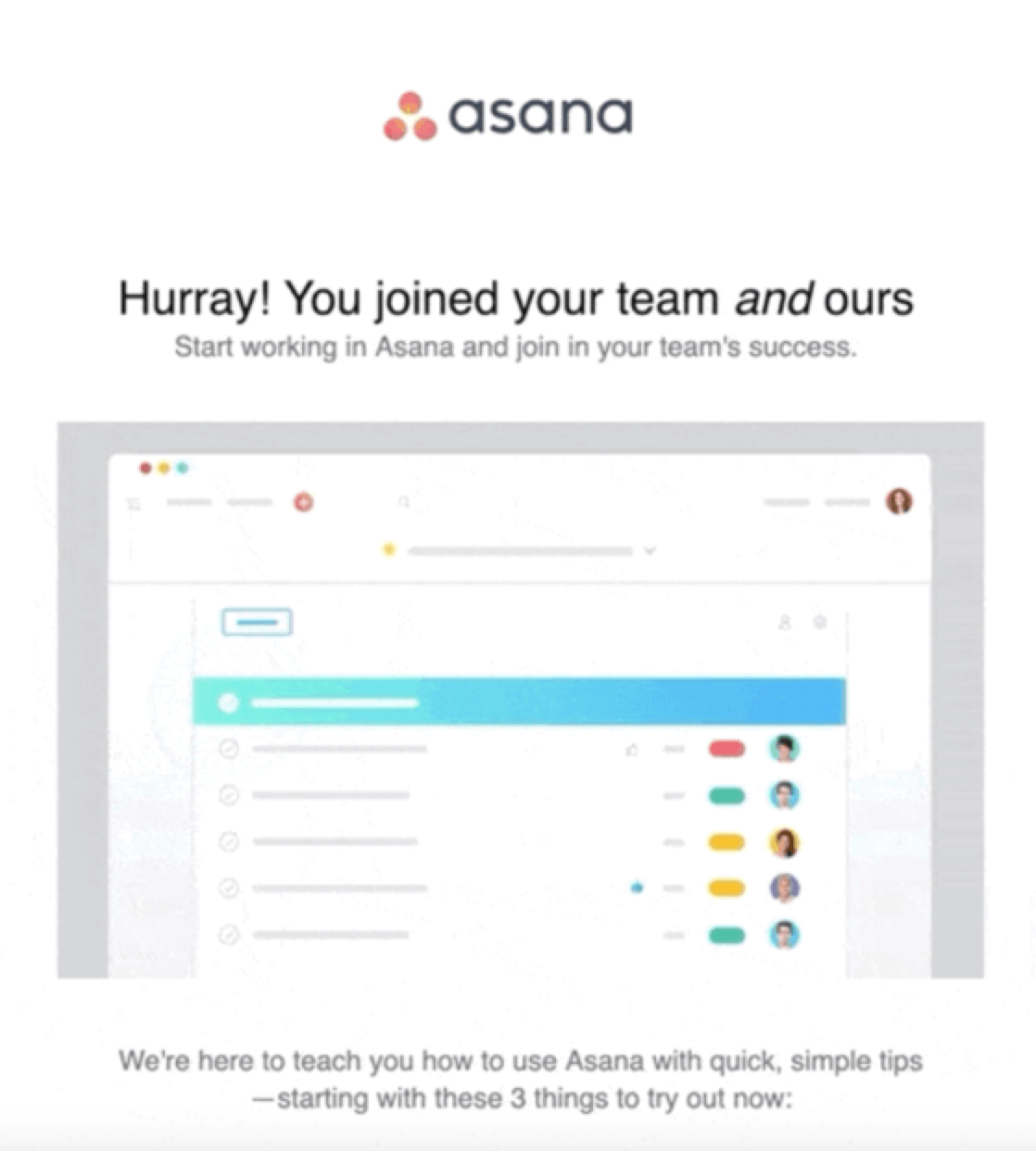 asana welcome email