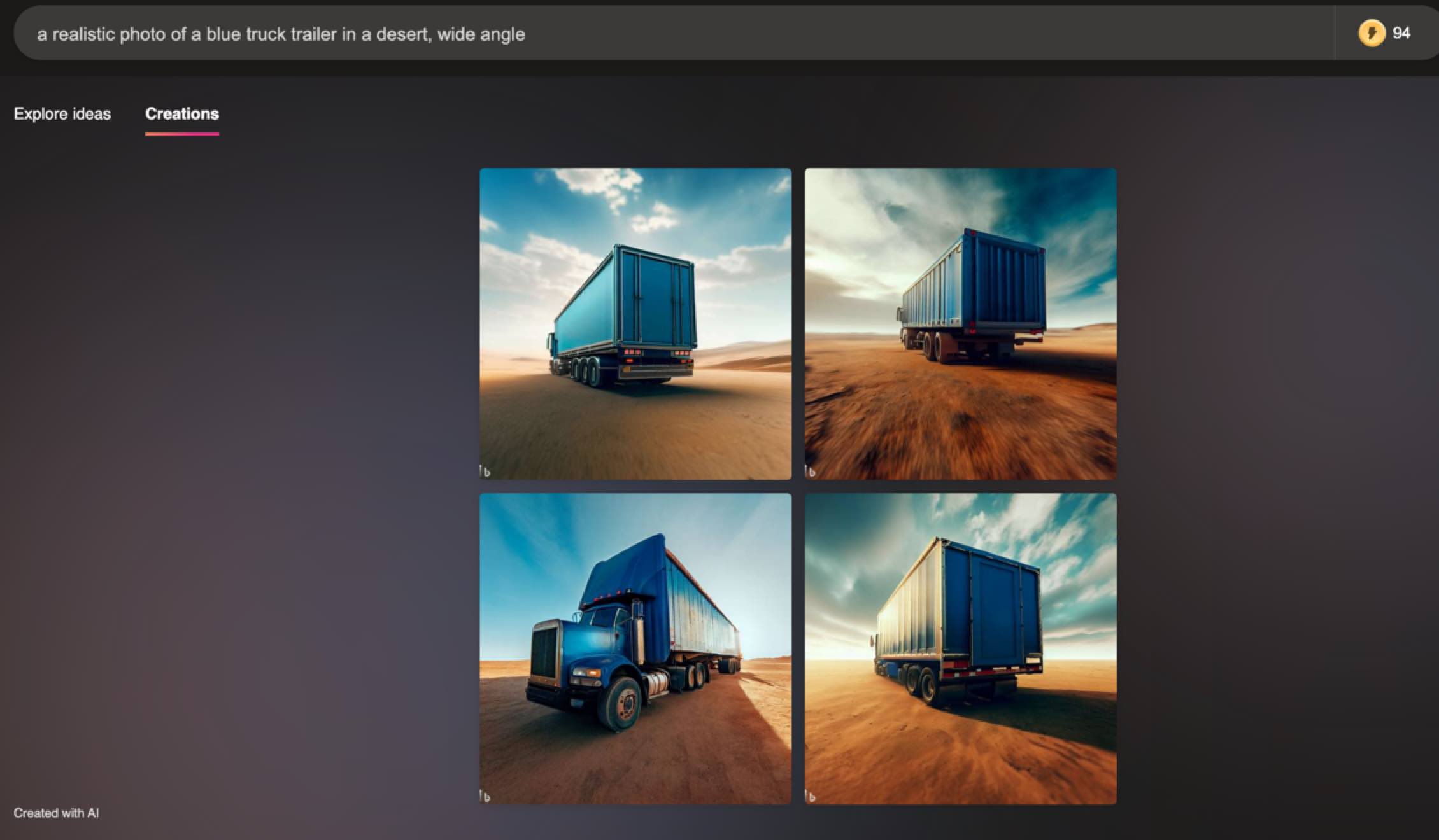 蓝色的拖车图像生成的必应图像的创造者＂width=