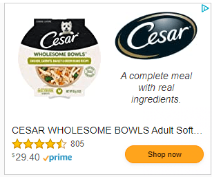 Display ad for Cesar dog food