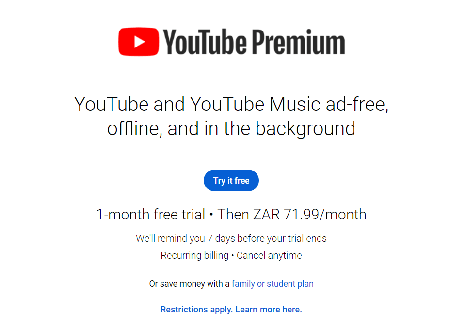 YouTube付费页面的截图＂width=