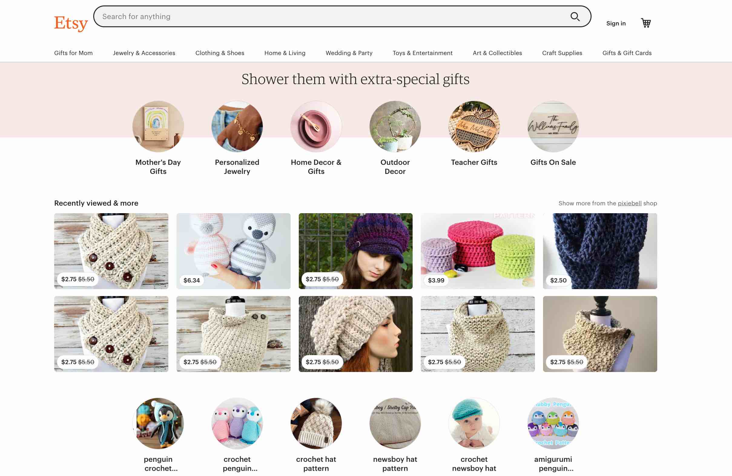 Etsy website personalization example