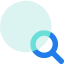 research icon with magnifying glass.