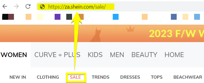 shein sales vanity domain