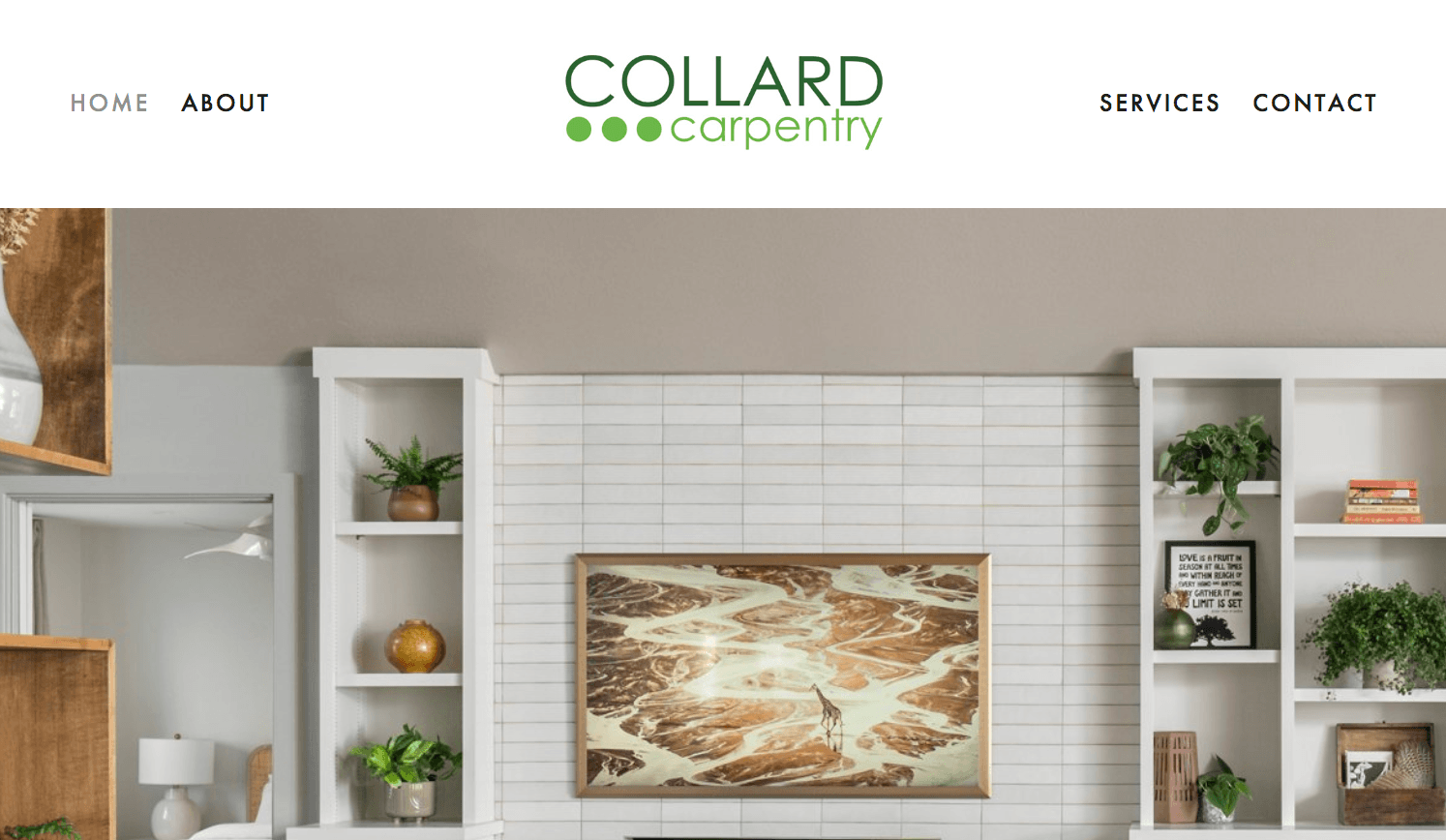 Collard Carpentry's website with modern design