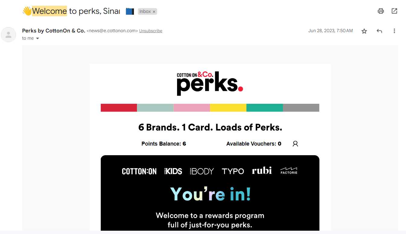 personalized welcome email pexample