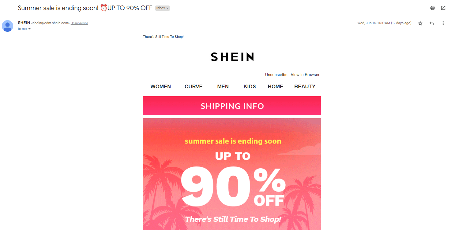 shein email campaign