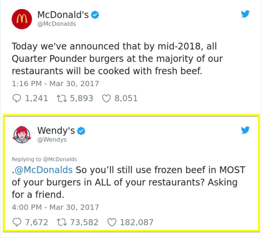 wendy's twitter post roasting mcdonald's