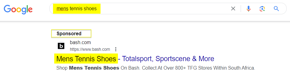 responsive search ad for mens tennis shoes