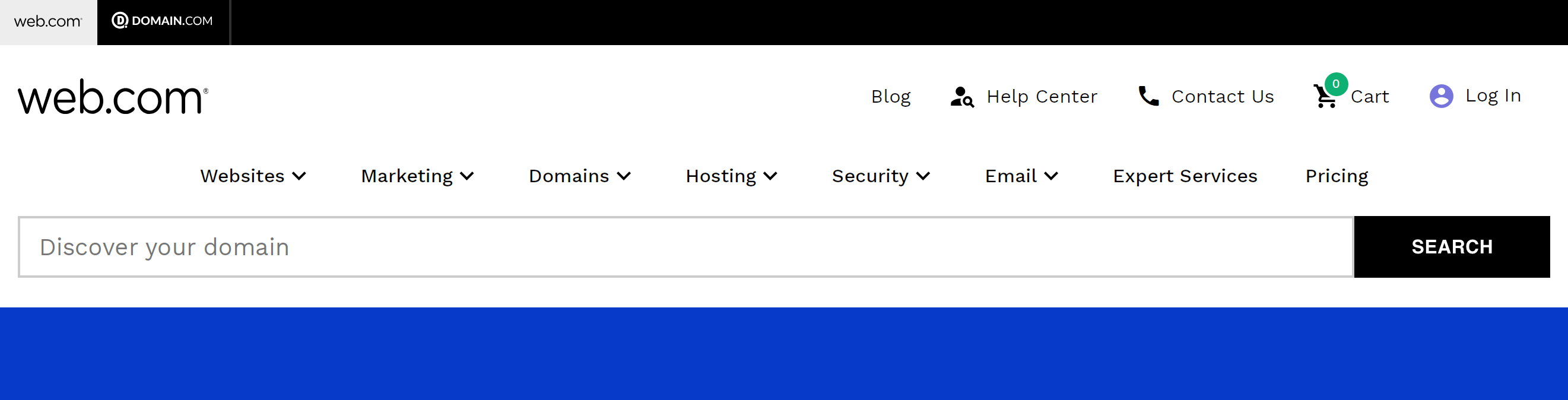 Homepage for Web.com
