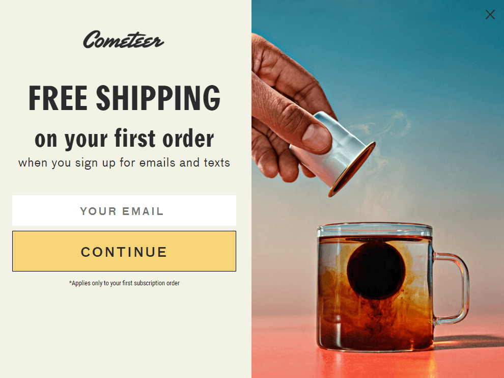 ecommerce personalization popup example