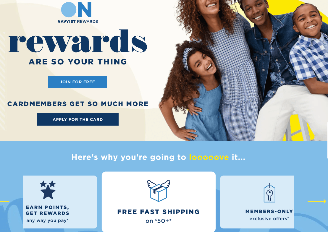 Homepage for Navyist Rewards showing how their program works