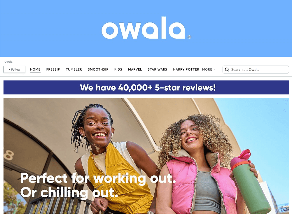 Storefront on Amazon for Owala