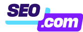 Logo of SEO.com with the 'SEO' in bold white letters and '.com' in purple.